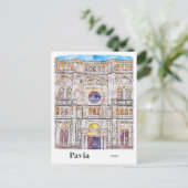 Pavia Italië Travel Waterverf Hand getekend Briefkaart (Staand voorkant)
