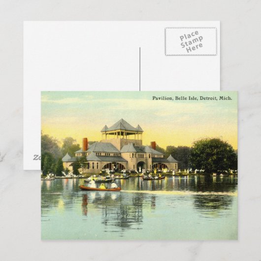 Pavilion Belle Isle, Detroit Michigan 1915 Briefkaart (Voorkant / Achterkant)