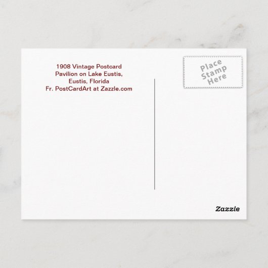 Pavilion of Lake Eustis, Plorida, 1908 Briefkaart (Achterkant)