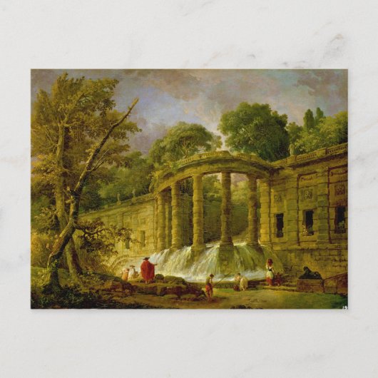 Paviljoen met Cascade, 1760 Briefkaart (Voorkant)