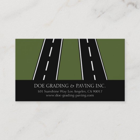 Paving Grading General Contractor Asphalt Road Visitekaartje (Voorkant)