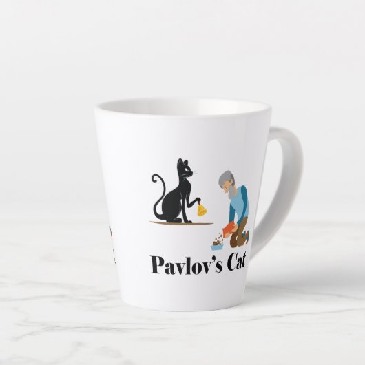 Pavlov's Cat Funny Psychologie Latte Mok (Rechterhoek)