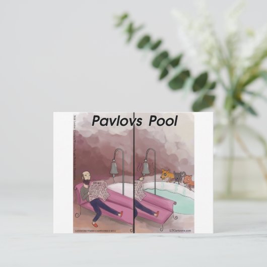 Pavlov's Pool Funny Cartoon Briefkaart (Staand voorkant)