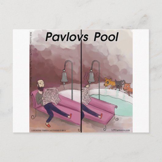 Pavlov's Pool Funny Cartoon Briefkaart (Voorkant)