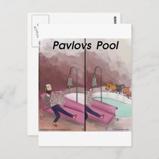 Pavlov's Pool Funny Cartoon Briefkaart (Voorkant / Achterkant)