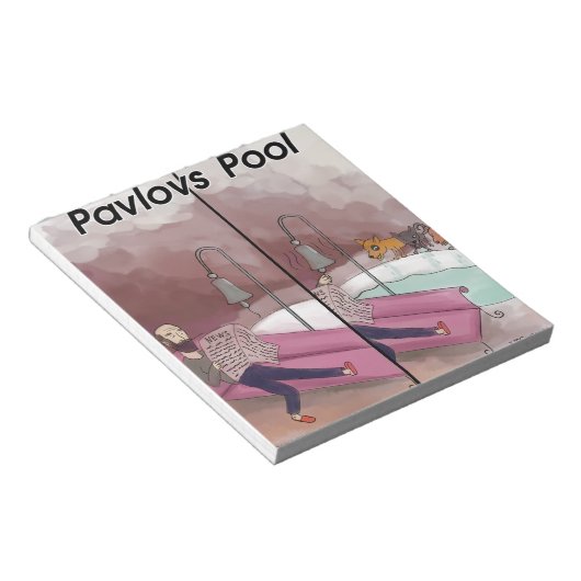 Pavlov's Pool Funny Cartoon Notitieblok (Schuin)