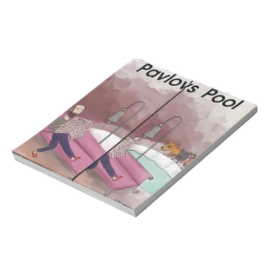 Pavlov's Pool Funny Cartoon Notitieblok (Linkerzijde)