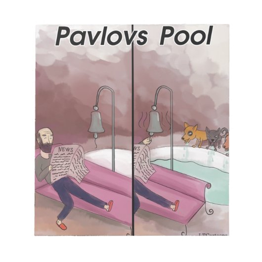 Pavlov's Pool Funny Cartoon Notitieblok (Voorkant)
