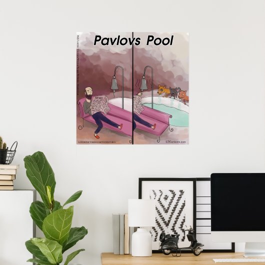 Pavlov's Pool Funny Cartoon Poster (Thuiskantoor)