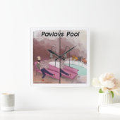 Pavlov's Pool Funny Psychology Cartoon Vierkante Klok (Huis)
