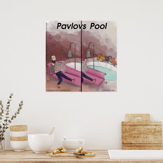 Pavlov's Pool Grappige Cartoon Poster (Keuken)