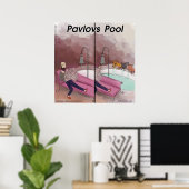 Pavlov's Pool Grappige Cartoon Poster (Thuiskantoor)