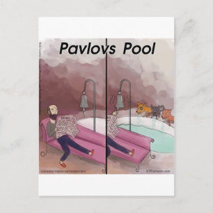 Pavlov's Zwembad Grappige Cartoon Briefkaart