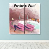 Pavlov's Zwembad Grappige Cartoon Canvas Afdruk (Insitu (Houten vloer))