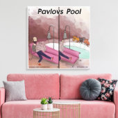 Pavlov's Zwembad Grappige Cartoon Canvas Afdruk (Insitu (Woonkamer))