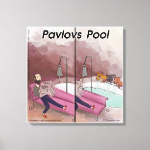 Pavlov's Zwembad Grappige Cartoon Canvas Afdruk