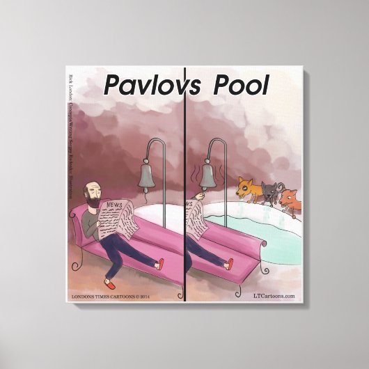 Pavlov's Zwembad Grappige Cartoon Canvas Afdruk (Voorkant)
