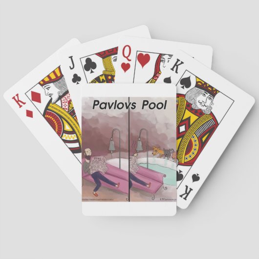 Pavlov's Zwembad Grappige Cartoon Pokerkaarten (Achterkant)