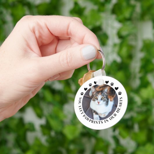Paw afdrukken in onze harten Pet Memorial Ronde Fo Sleutelhanger (Hand)