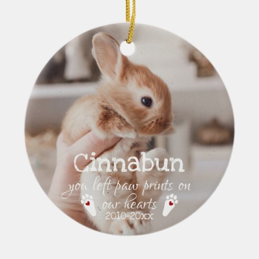 Paw afdrukken op onze harten Foto konijnenmonument Keramisch Ornament (Voorkant)