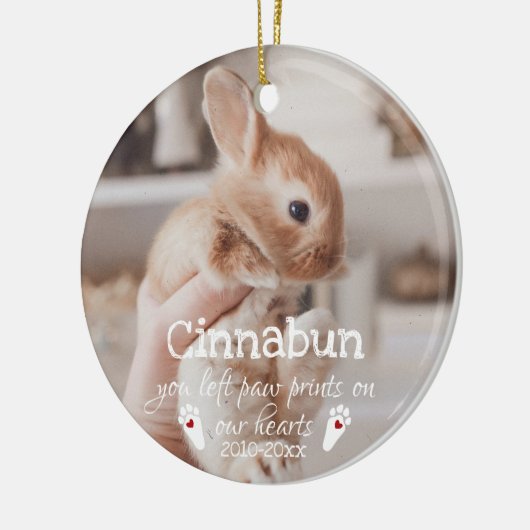 Paw afdrukken op onze harten Foto konijnenmonument Keramisch Ornament (Links)