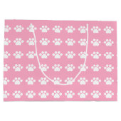 Paw afdrukken op roze achtergrond groot cadeauzakje (Achterkant)