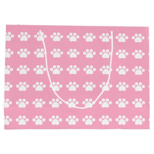 Paw afdrukken op roze achtergrond groot cadeauzakje (Achterkant)