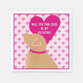 Paw-alsjeblieft ben mijn Valentijn papieren servet