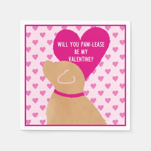 Paw-alsjeblieft ben mijn Valentijn papieren servet (Voorkant)