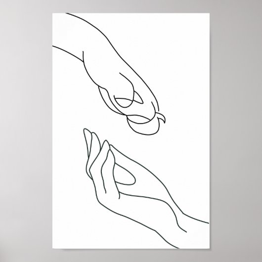 Paw and Hand Line Art Poster (Voorkant)