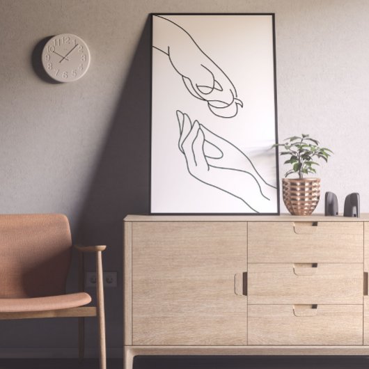 Paw and Hand Line Art Poster