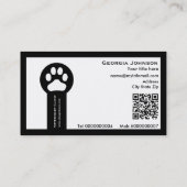 Paw and QR code black Vet/Veterinary Clinic  Visitekaartje (Achterkant)