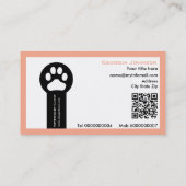 Paw and QR code peach Vet/Veterinary Clinic  Visitekaartje (Achterkant)