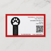 Paw and QR code red Vet/Veterinary Clinic  Visitekaartje (Achterkant)