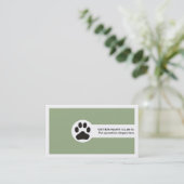 Paw and QR code sage green Vet/Veterinary Clinic  Visitekaartje (Staand voorkant)