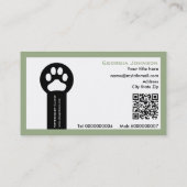 Paw and QR code sage green Vet/Veterinary Clinic  Visitekaartje (Achterkant)