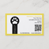 Paw and QR code yellow Vet/Veterinary Clinic  Visitekaartje (Achterkant)
