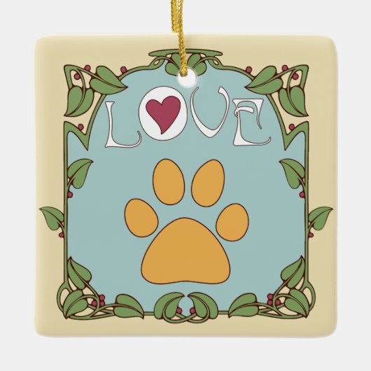 Paw Art Nouveau Keramisch Ornament (Voorkant)