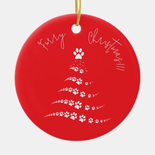 Paw Christmas Tree | Furry Christmas Keramisch Ornament (Voorkant)