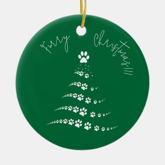 Paw Christmas Tree | Furry Christmas Keramisch Ornament (Voorkant)