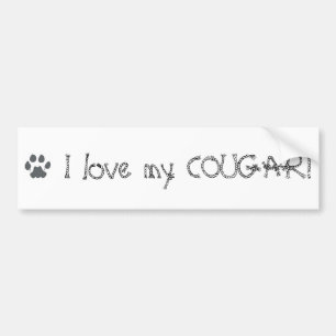 Paw-cougar, ik hou van mijn COUGAR! Bumpersticker