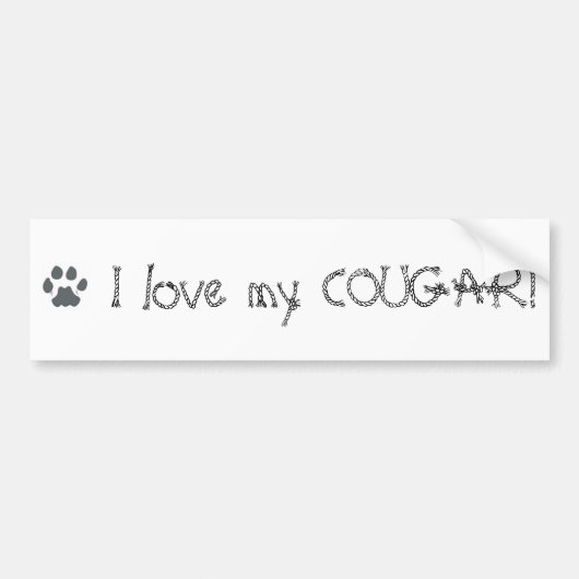 Paw-cougar, ik hou van mijn COUGAR! Bumpersticker (Voorkant)