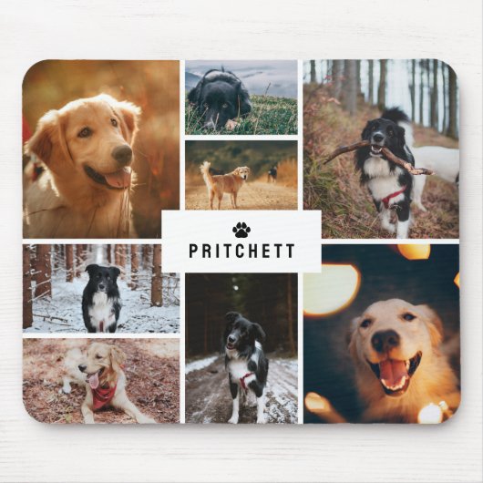 Paw Dog Fotocollage & Monogram Muismat (Voorkant)