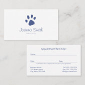 Paw Dog Walking Pet Sitting Blue Vet Appointment Afsprakenkaartje (Voorkant / Achterkant)
