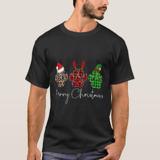 Paw Dogs Buffalo Plaid Luipaard Ontwerp Vrolijk Ch T-shirt