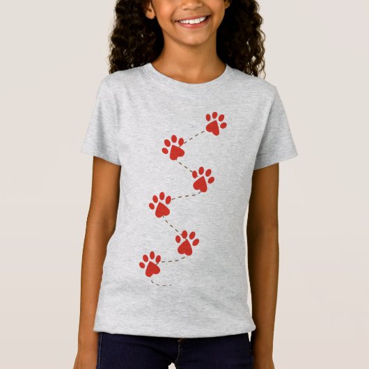Paw Double-sided Girls' Fine Jersey T-Shirt (Voorkant)
