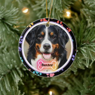 Paw Drukt Aangepaste Pet Foto en Naam Keramisch Ornament