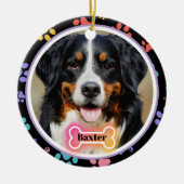 Paw Drukt Aangepaste Pet Foto en Naam Keramisch Ornament (Voorkant)