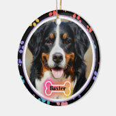 Paw Drukt Aangepaste Pet Foto en Naam Keramisch Ornament (Links)