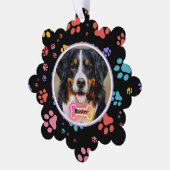 Paw Drukt Aangepaste Pet Foto en Naam Ornament Kaart (Links)